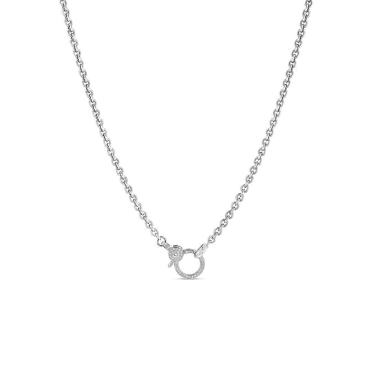 Short Cable Chain Necklace with Diamond Claw Clasp - 17"