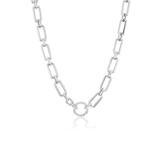Gwyneth Chain Necklace with Diamond Circle Claw Clasp - 17"