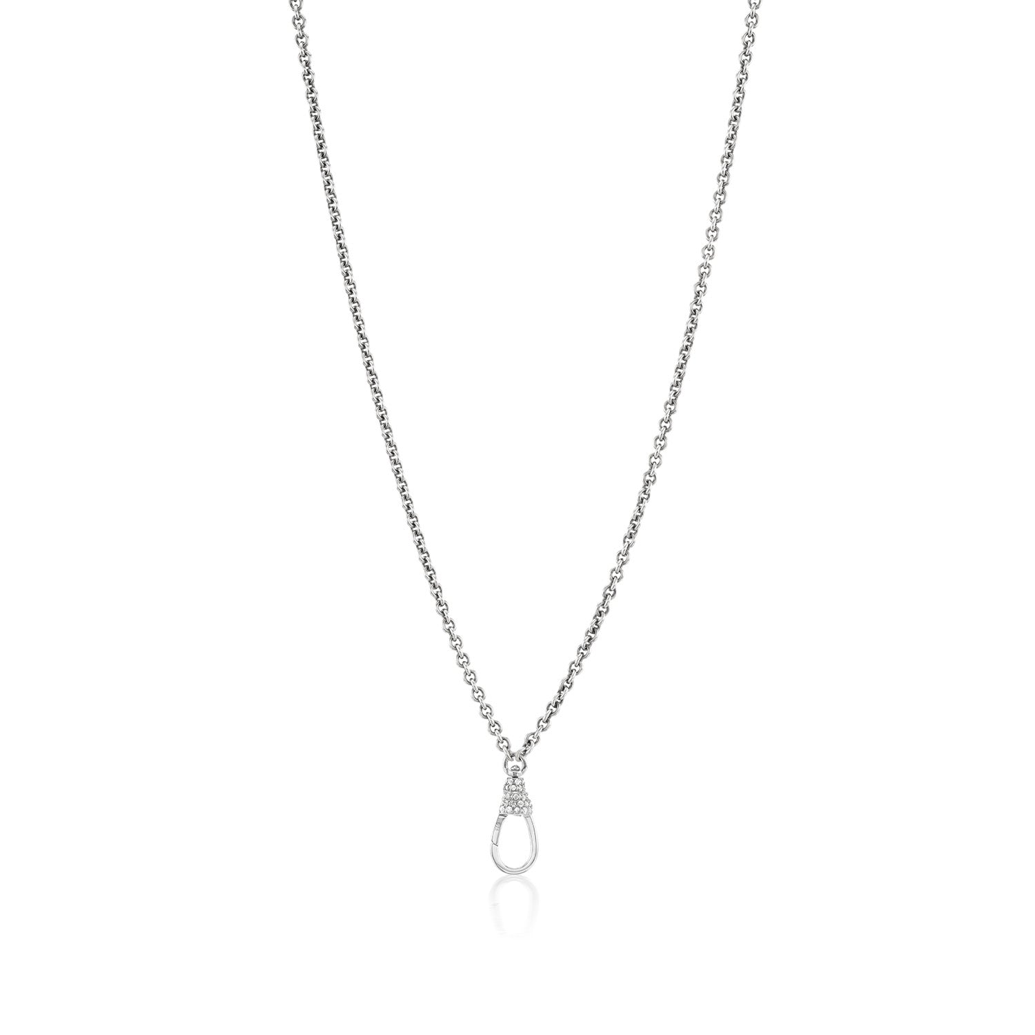 Silver Cable Chain Necklace with Diamond Swivel Clasp - 19" & 31"