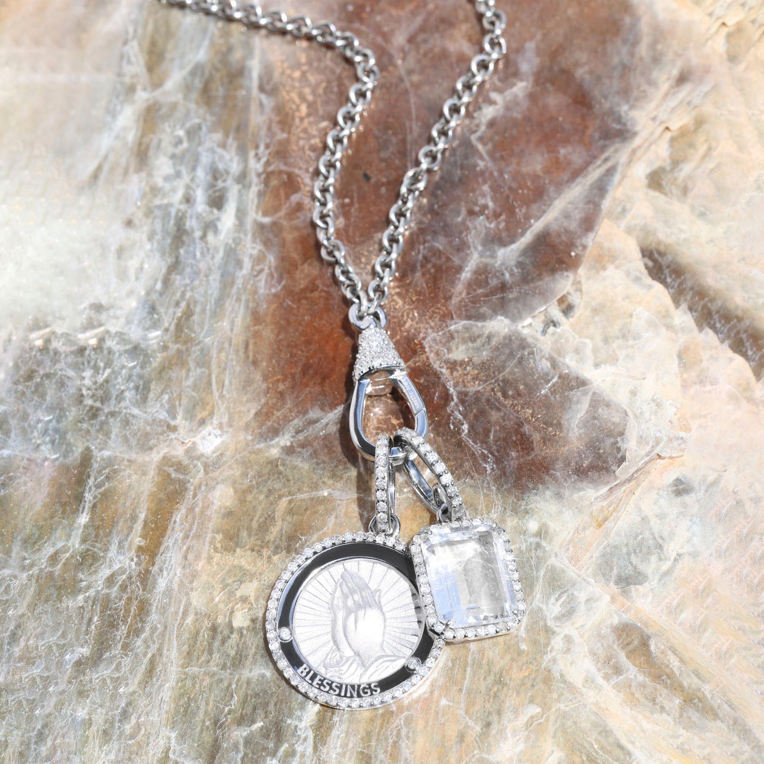 Short Cable Chain Necklace with Diamond Swivel Clasp - 19"
