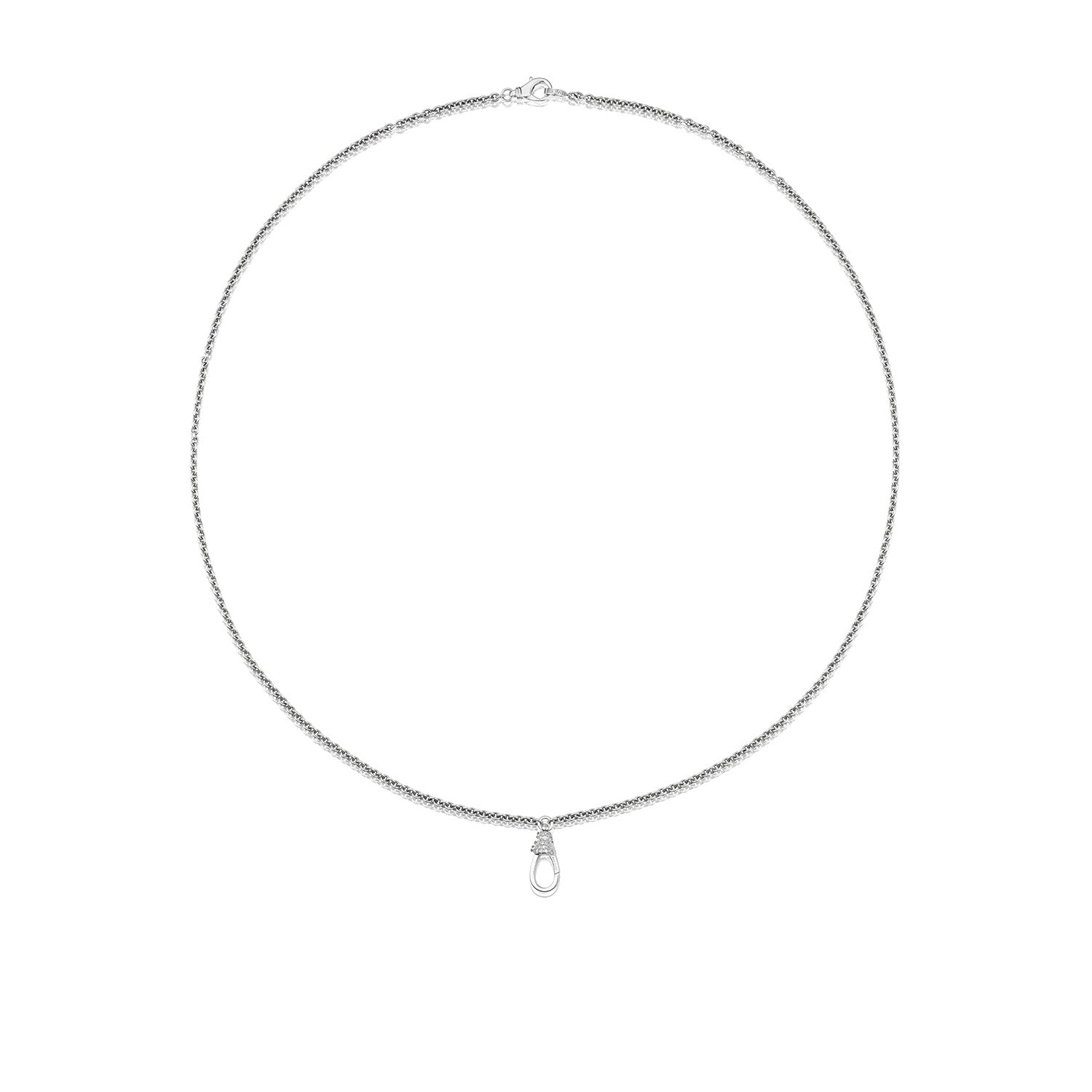 Silver Cable Chain Necklace with Diamond Swivel Clasp - 19" & 31"