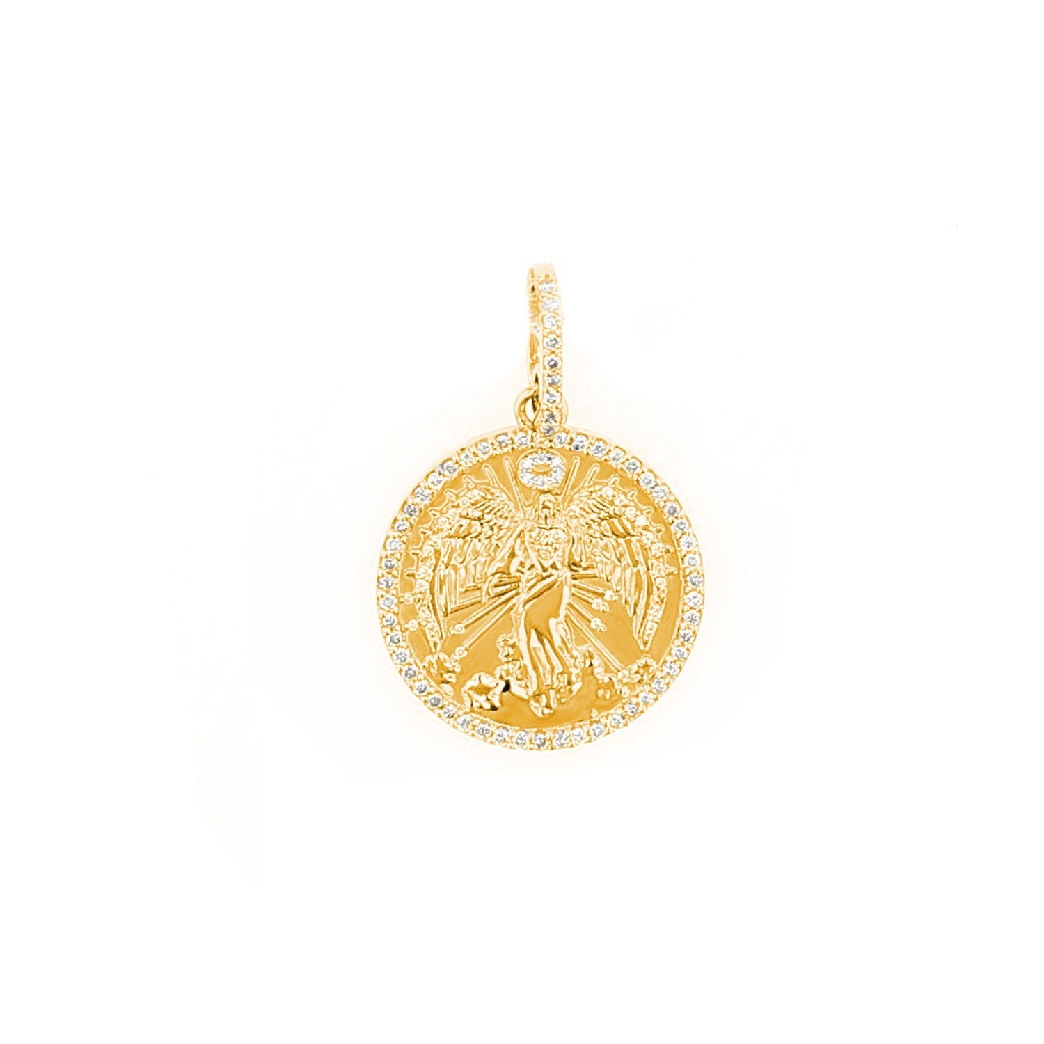 14K Gold and Diamond Guardian Angel Coin Necklace  NG002657 - TBird