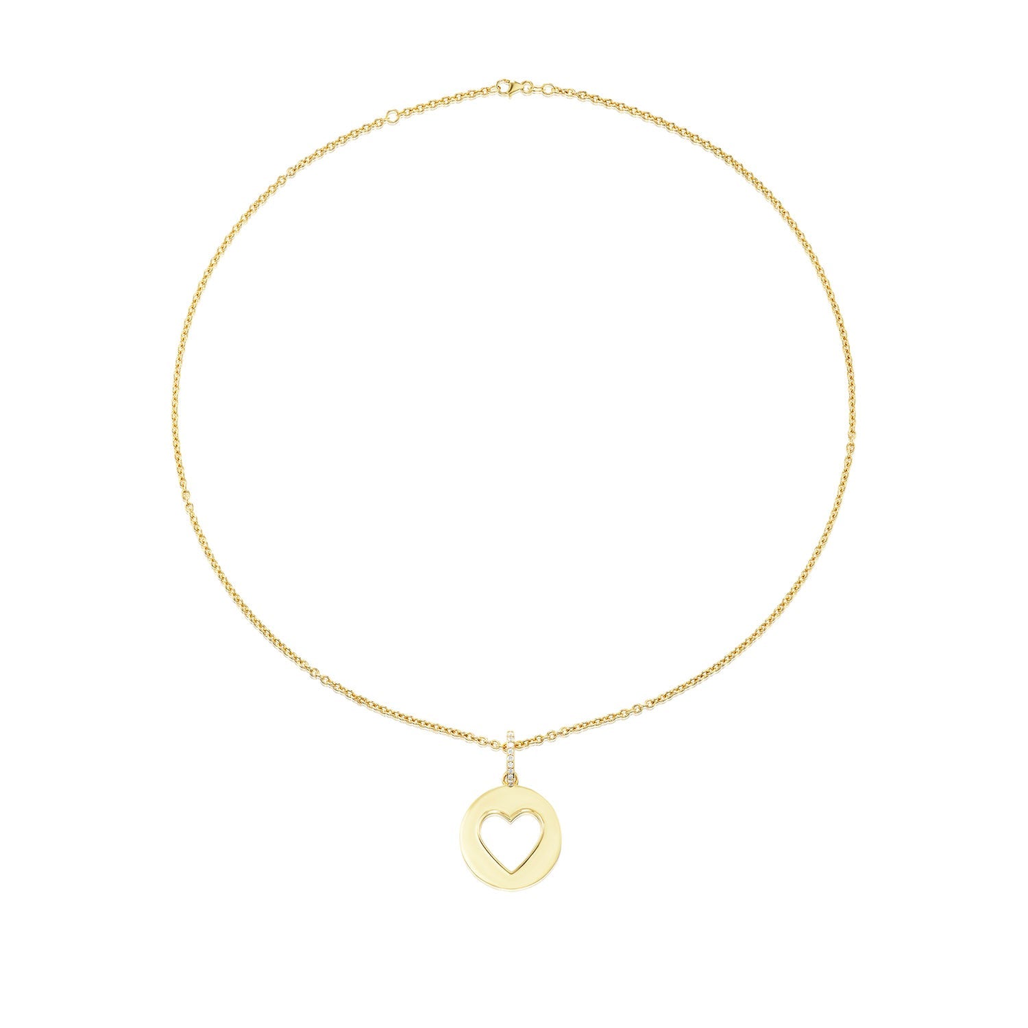 14k Open Heart Pendant Only or on Rolo Chain - 20"