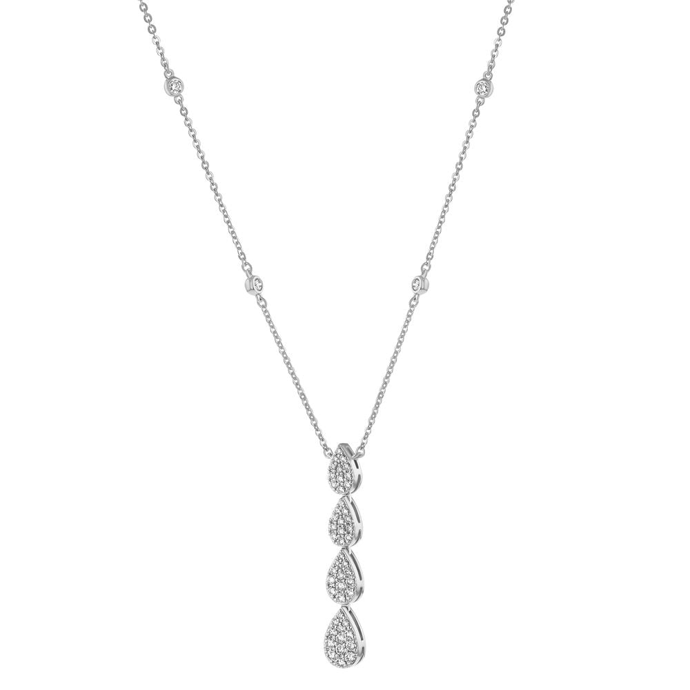 14K White Gold 0.75 carat Diamonds Dangling Teardrop Necklace