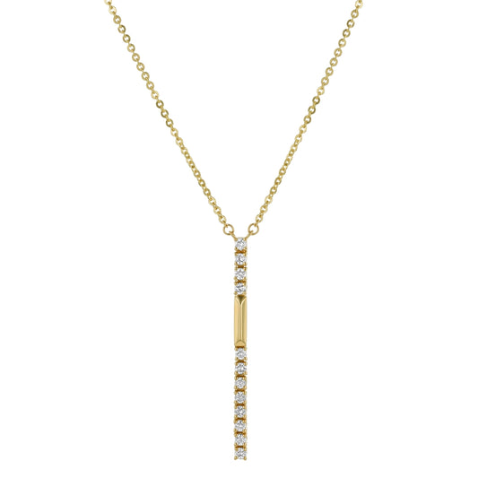 14K Yellow Gold 0.27 carat Diamonds Y shape Necklace