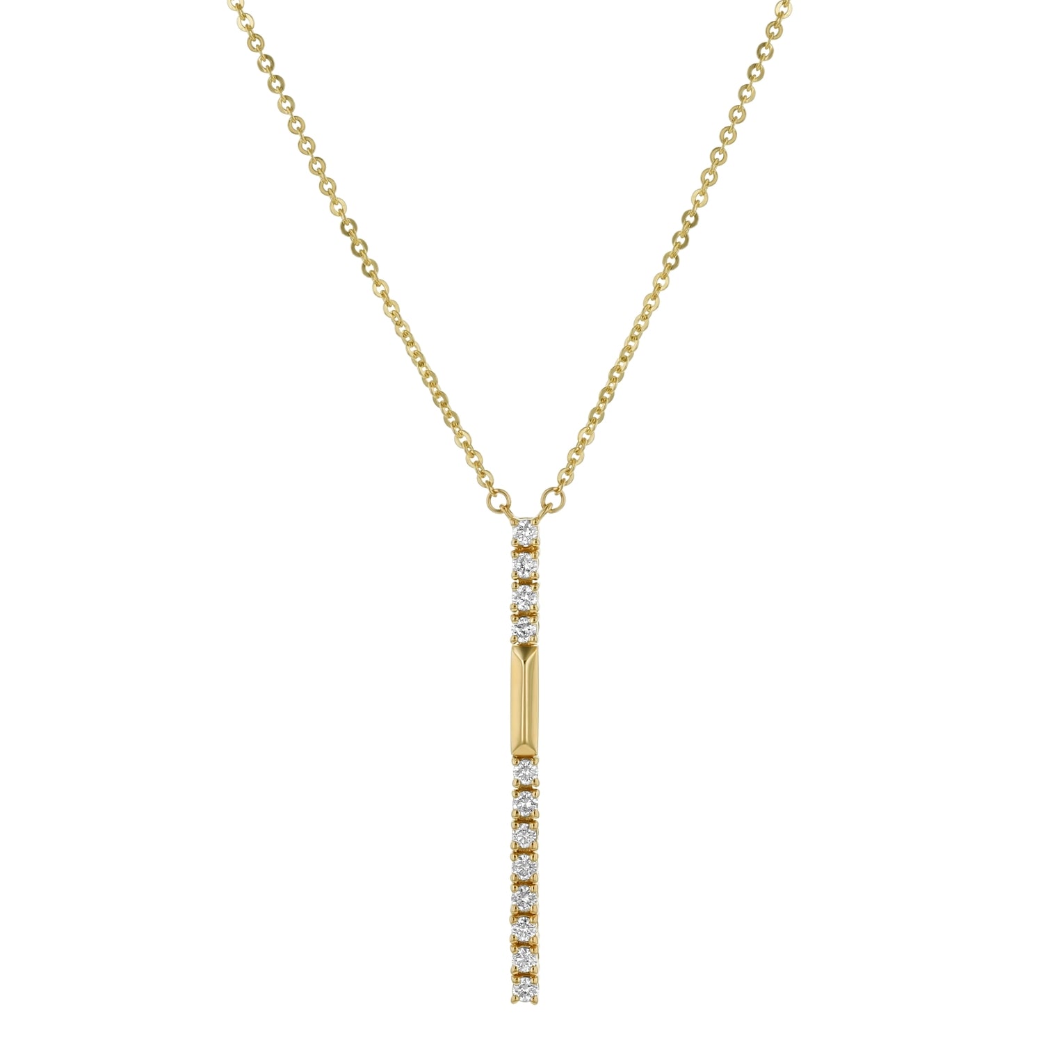 14K Yellow Gold 0.27 carat Diamonds Y shape Necklace