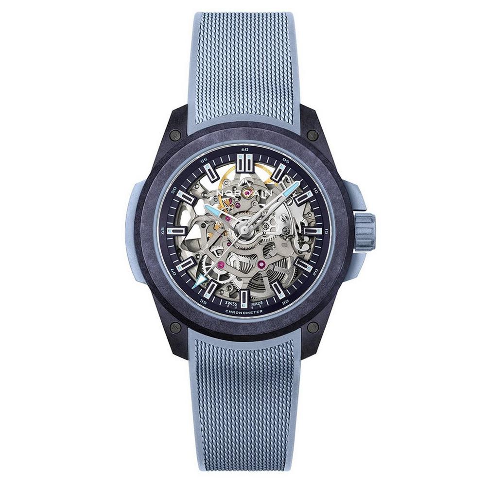 NORQAIN  Wild One Skeleton 39Mm Purple Ice Blue Rubber Strap Automatic Watch N3001.07Q05.P01.R01