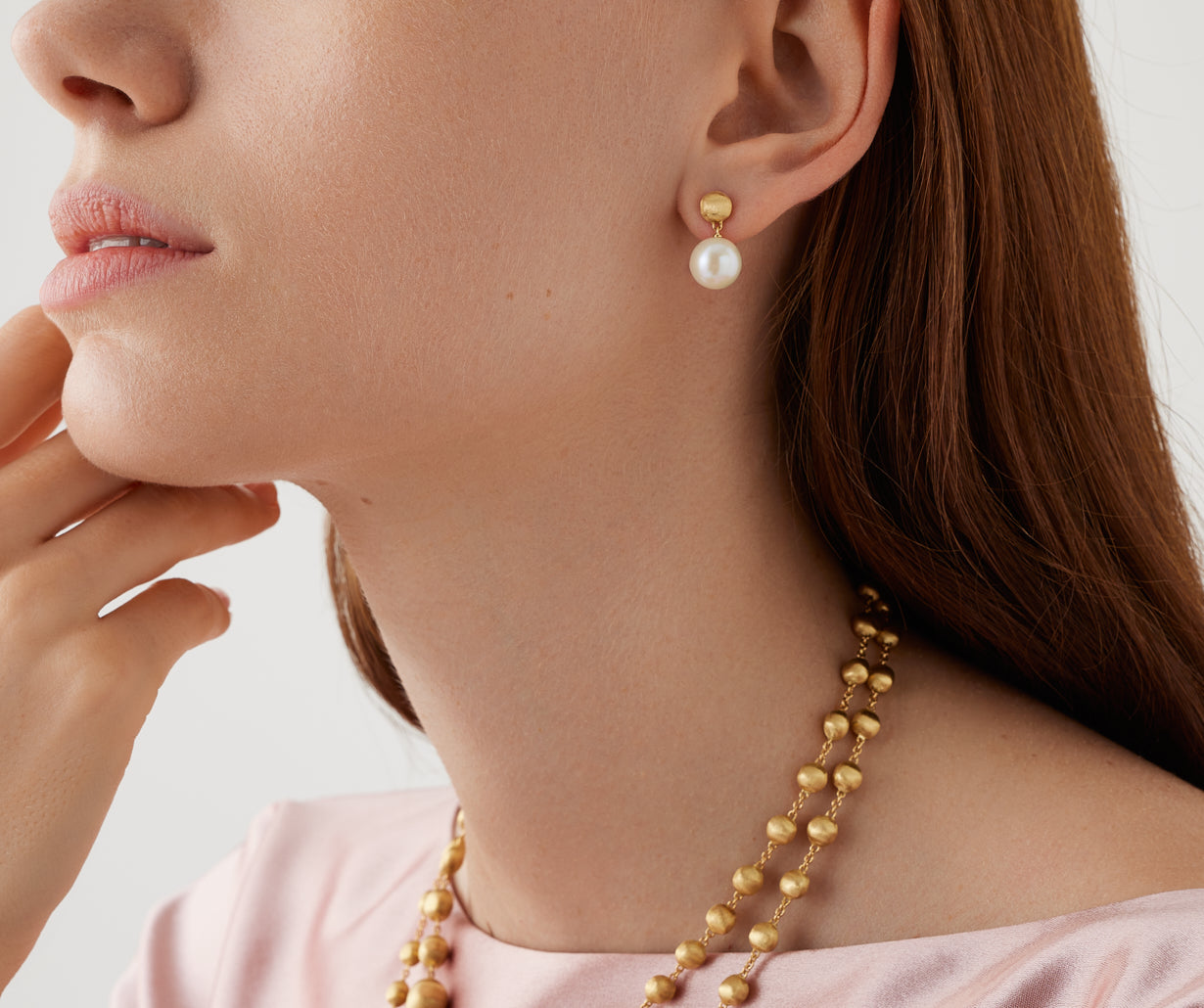 18kt yellow gold pearl drop earrings