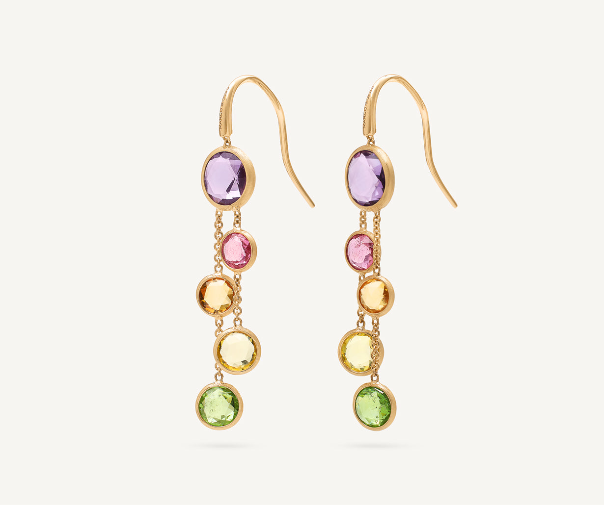 18kt yellow gold mixed gemstone hook earrings