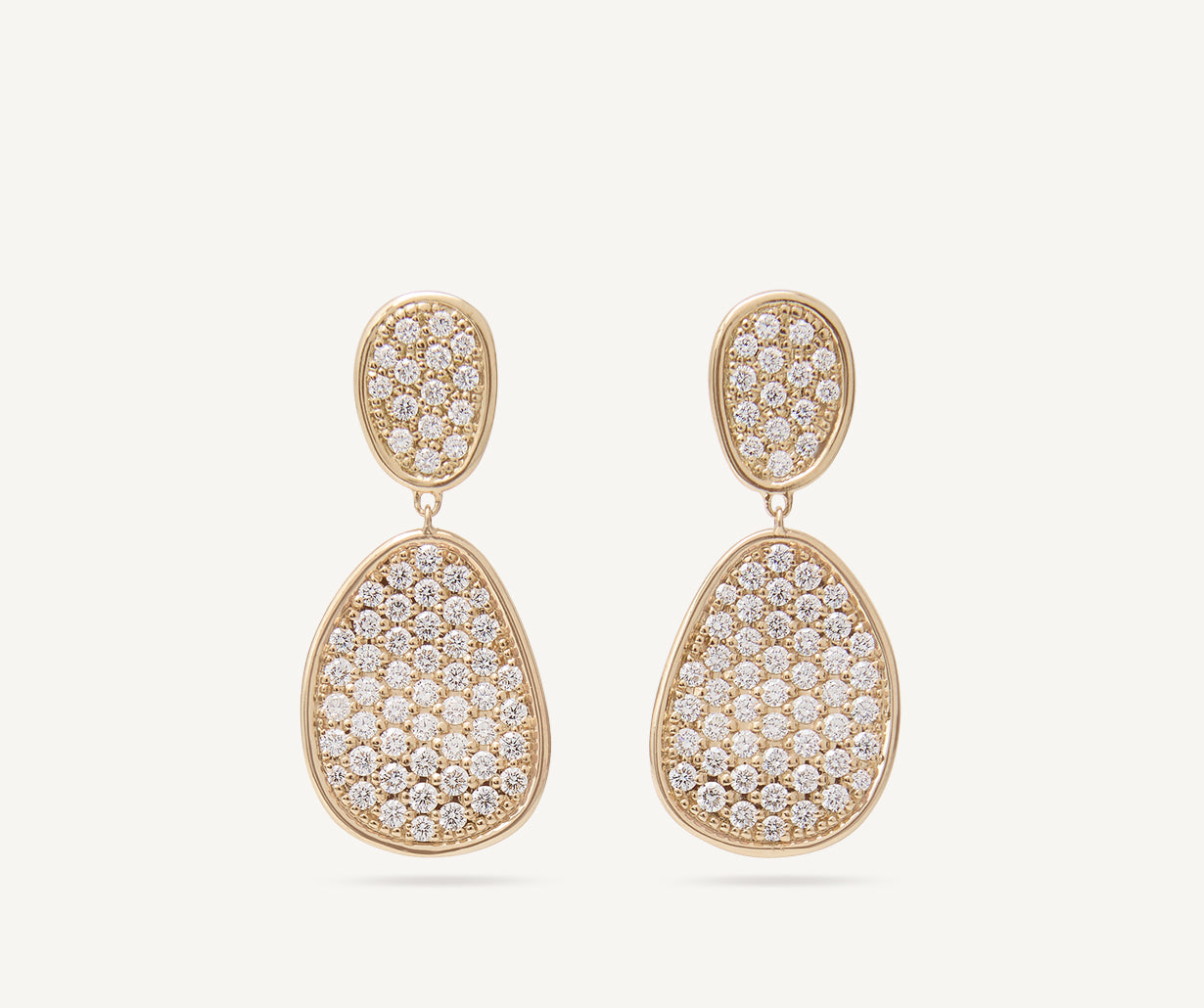 Gold chandelier earrings with diamonds
