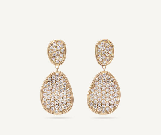 Gold chandelier earrings with diamonds
