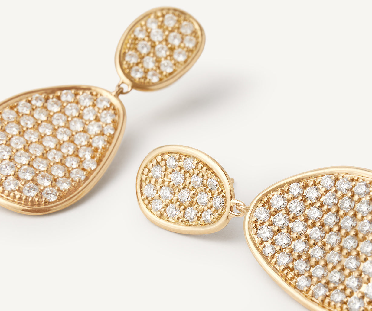 Gold chandelier earrings with diamonds