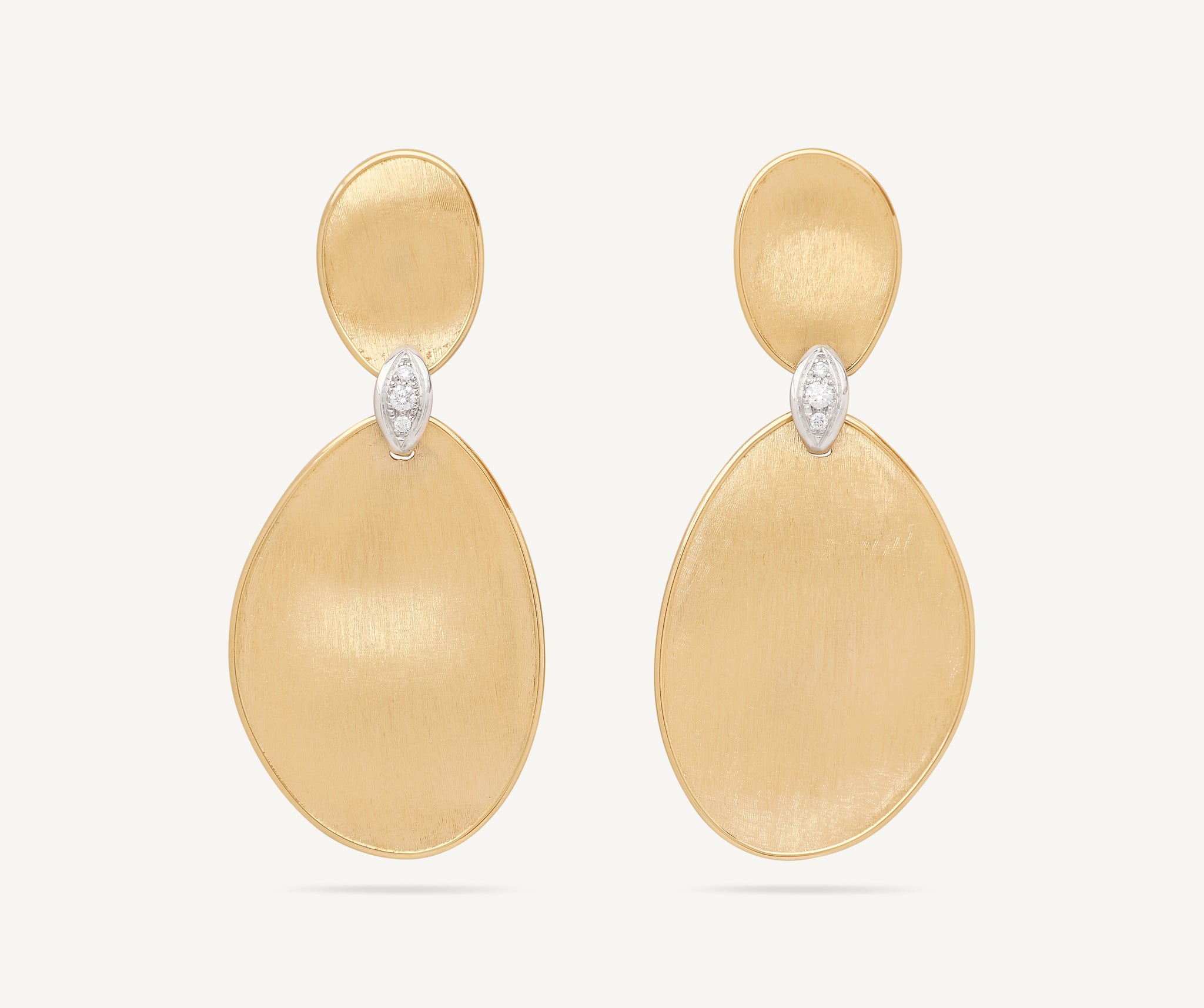 18kt yellow gold chandelier earrings with diamond accents, large