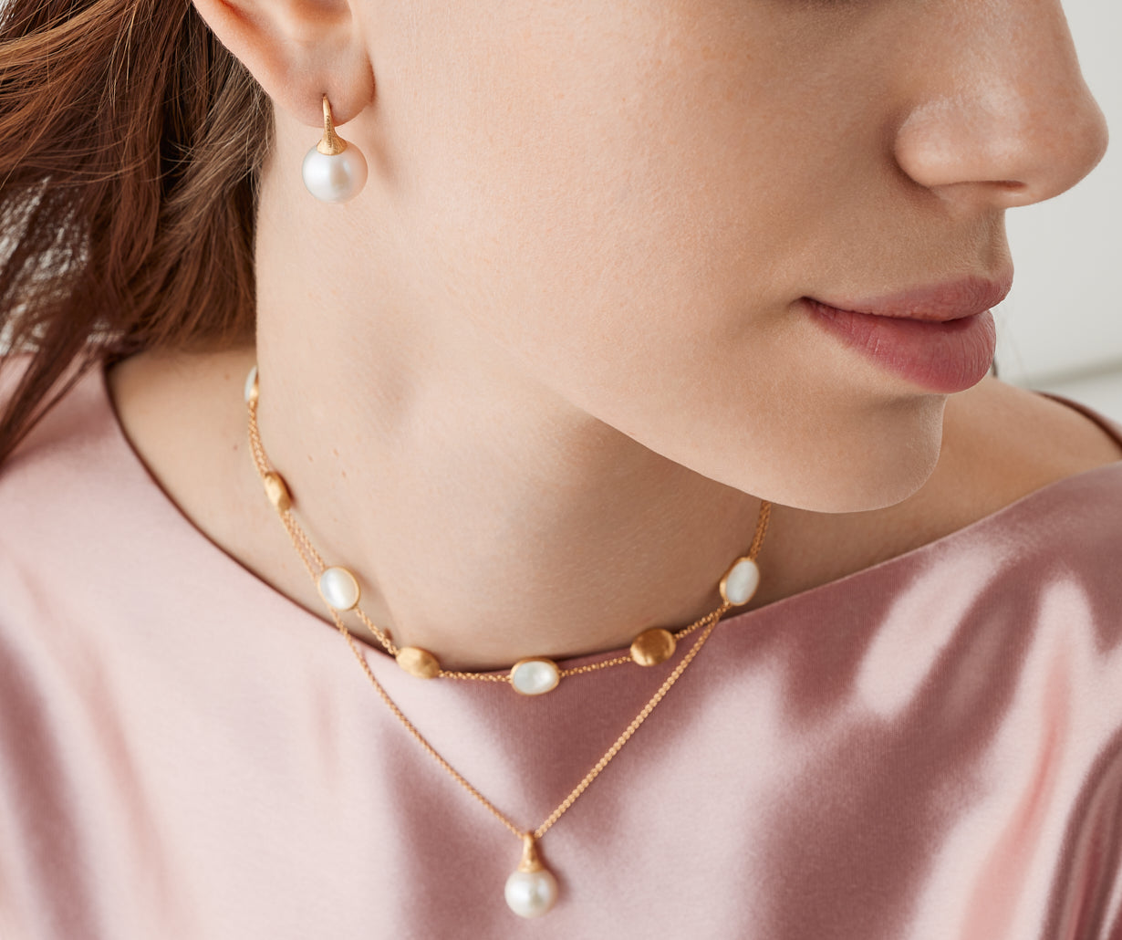 Gold and pearl drop earrings