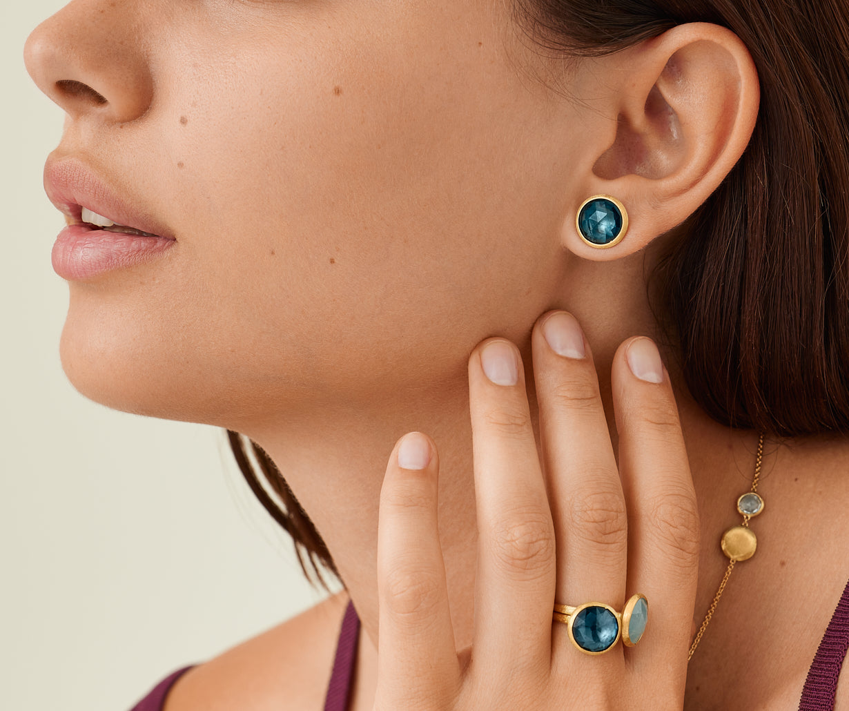 London Blue topaz stud earrings, large