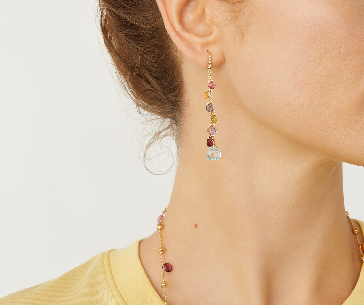 Multicoloured diamond-studded earrings