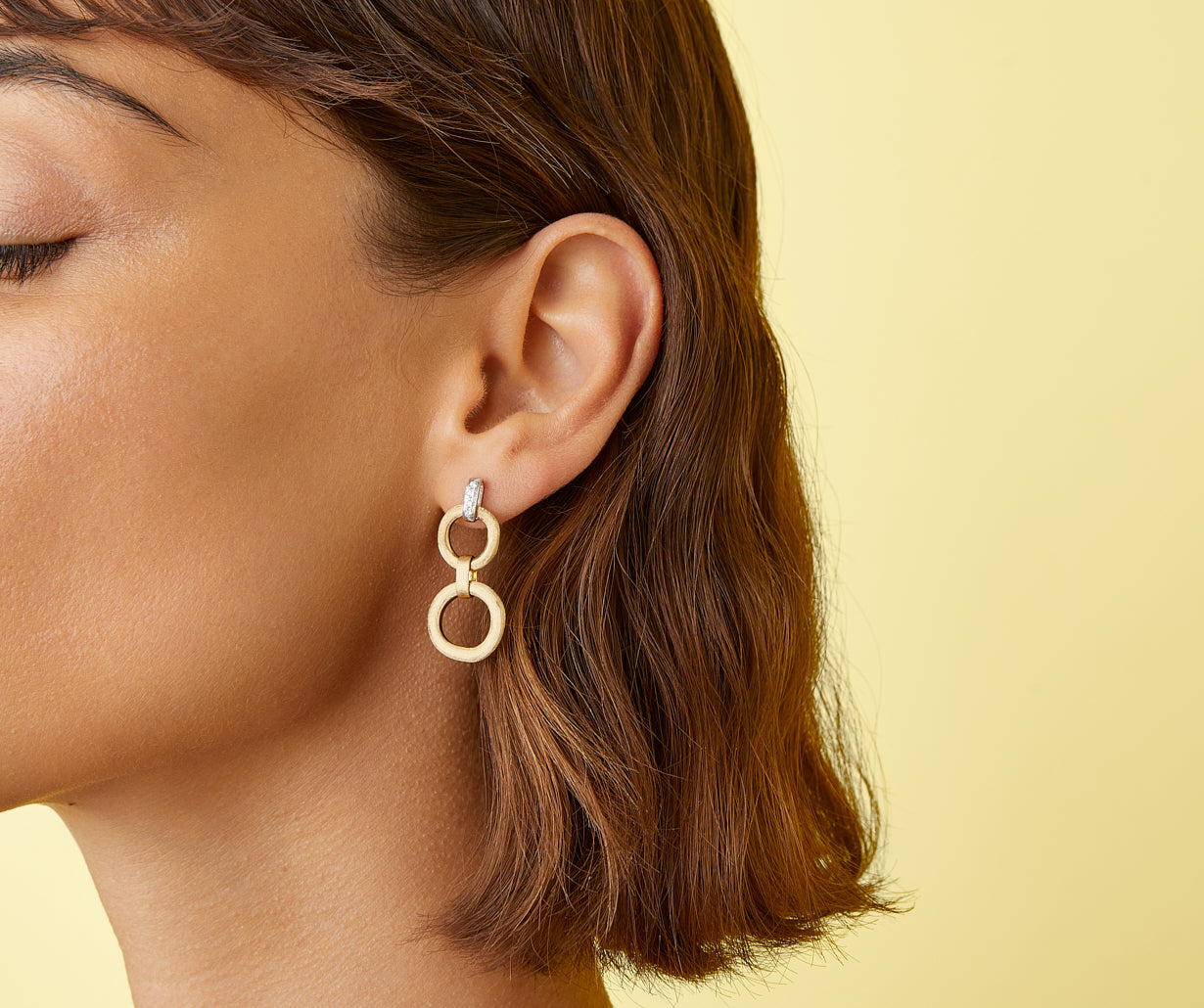 Double-drop gold diamond earrings