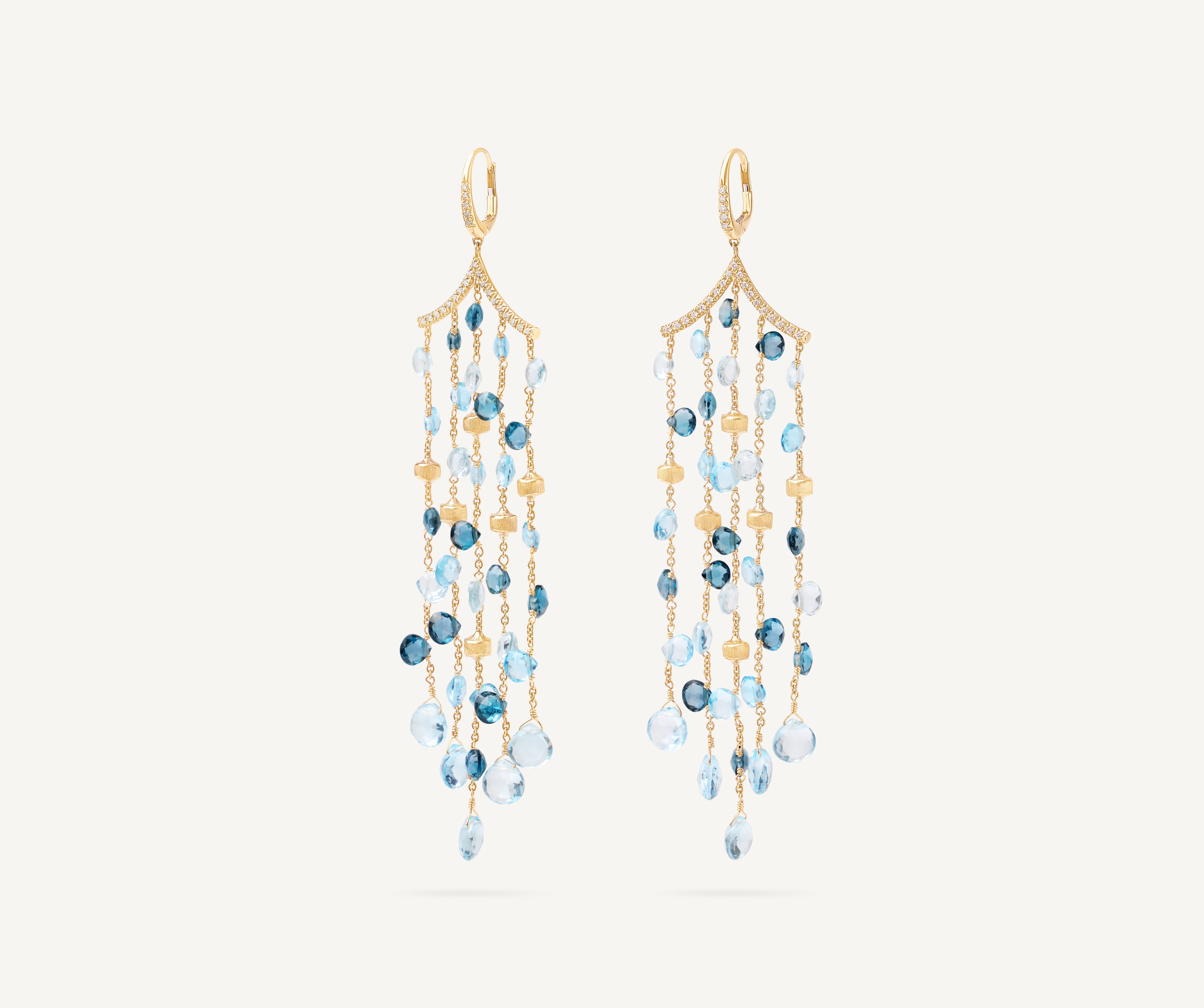18K Yellow Gold Mixed Topaz Five-Strand Chandelier Earrings