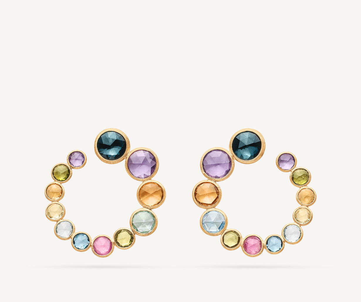 18kt yellow gold earrings with multicolor gems
