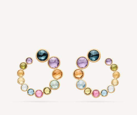 18kt yellow gold earrings with multicolor gems