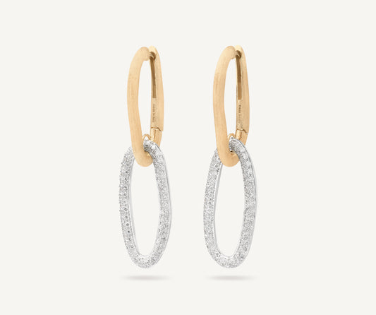 18kt yellow gold elongated link drop earrings with pav�� diamond links