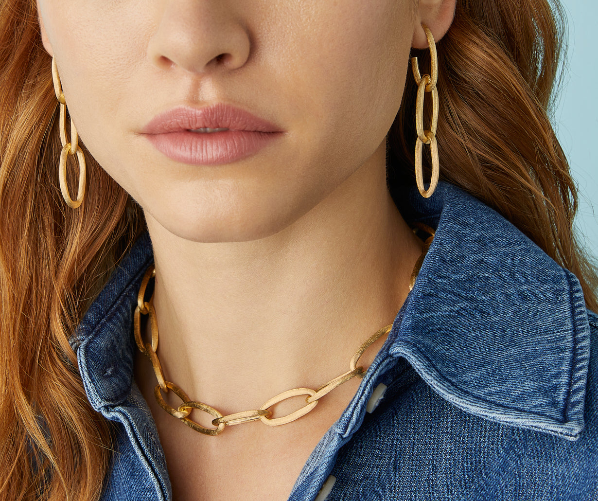 18kt yellow gold oval link chandelier earrings