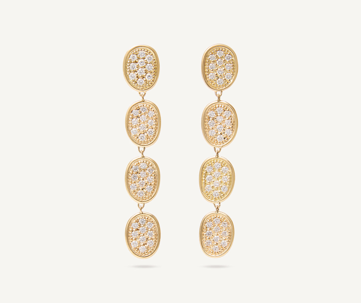 Gold chandelier earrings with diamonds