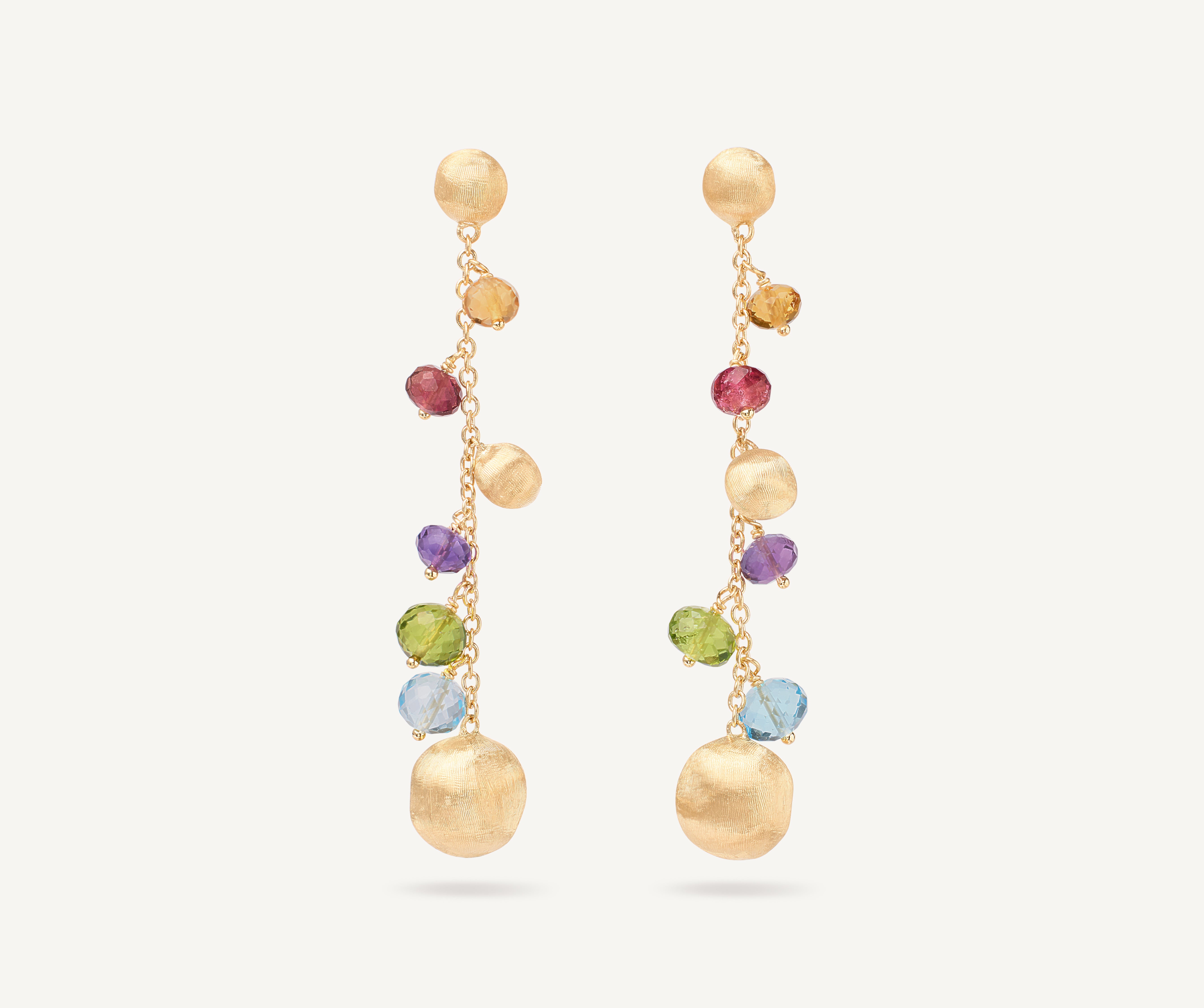 18kt yellow gold mixed gemstone duster earrings