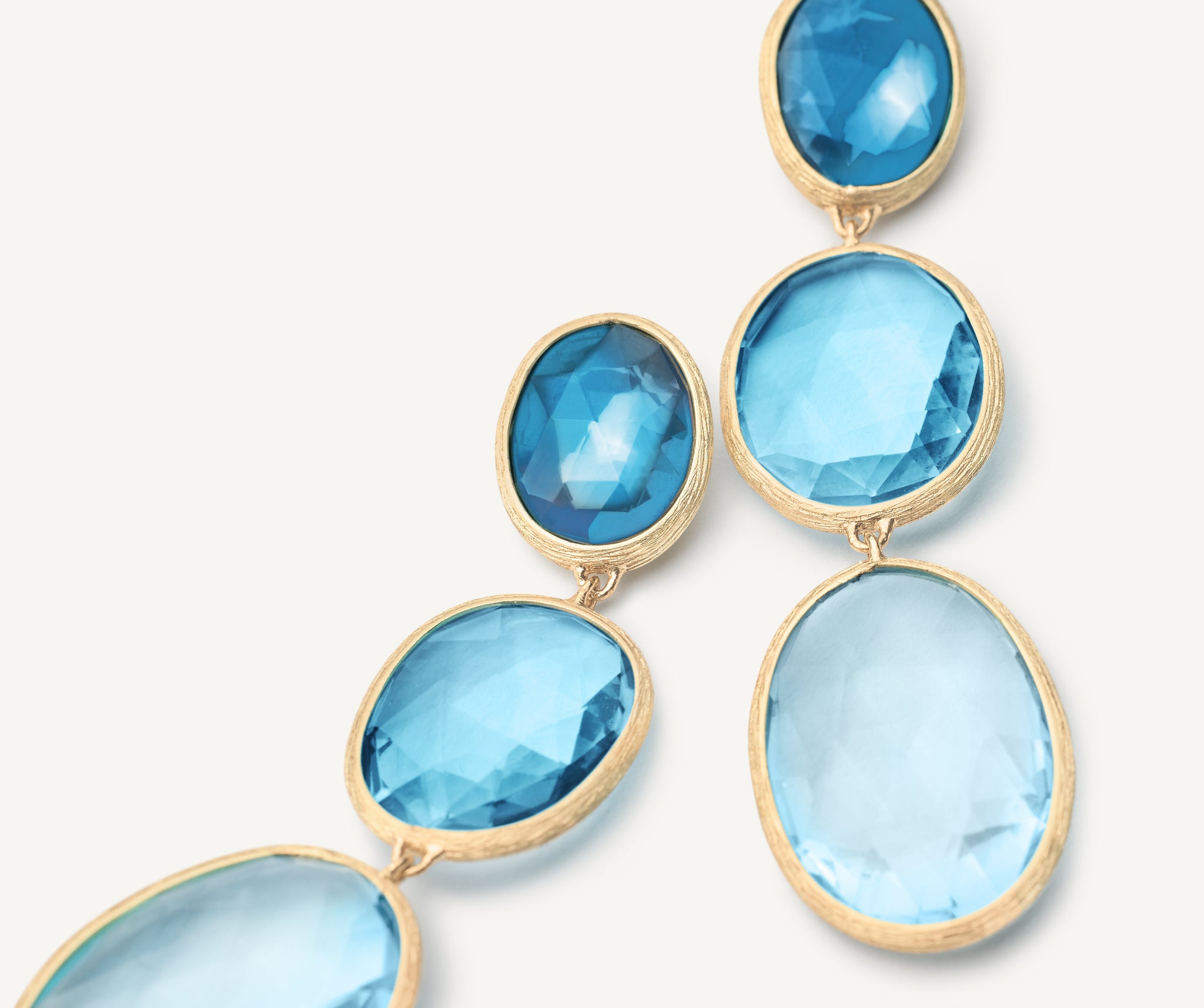 18K Yellow Gold Three-Stone Topaz Earrings