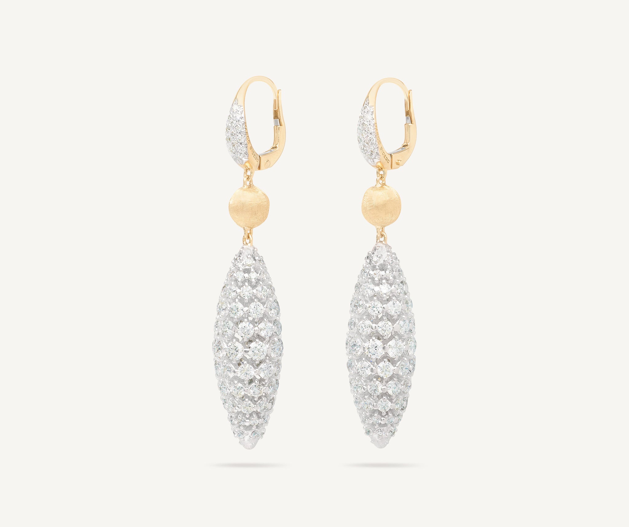 18K Yellow Gold Drop Earrings With Diamond Clip