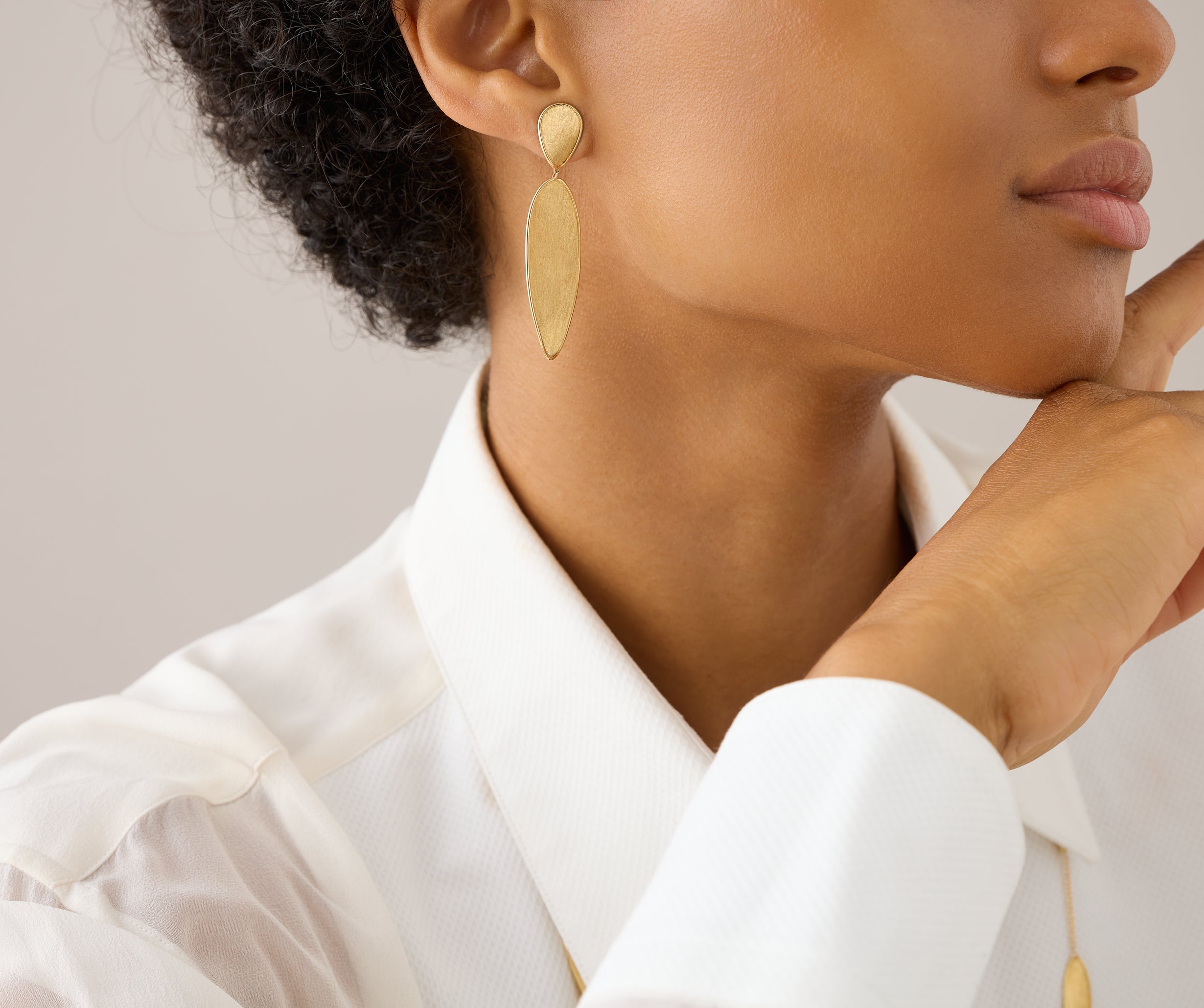 18kt yellow gold pendant earrings, large