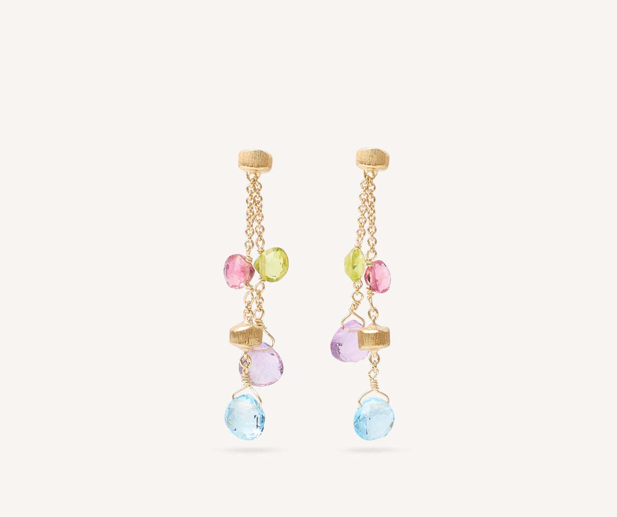 Multi-strand gold earrings