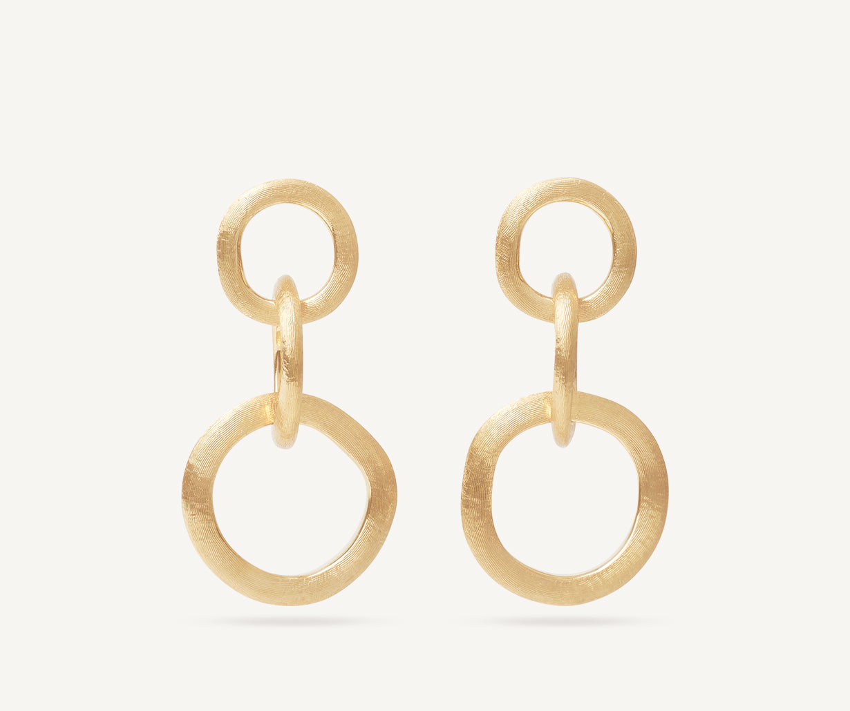 Gold chandelier earrings with three elements