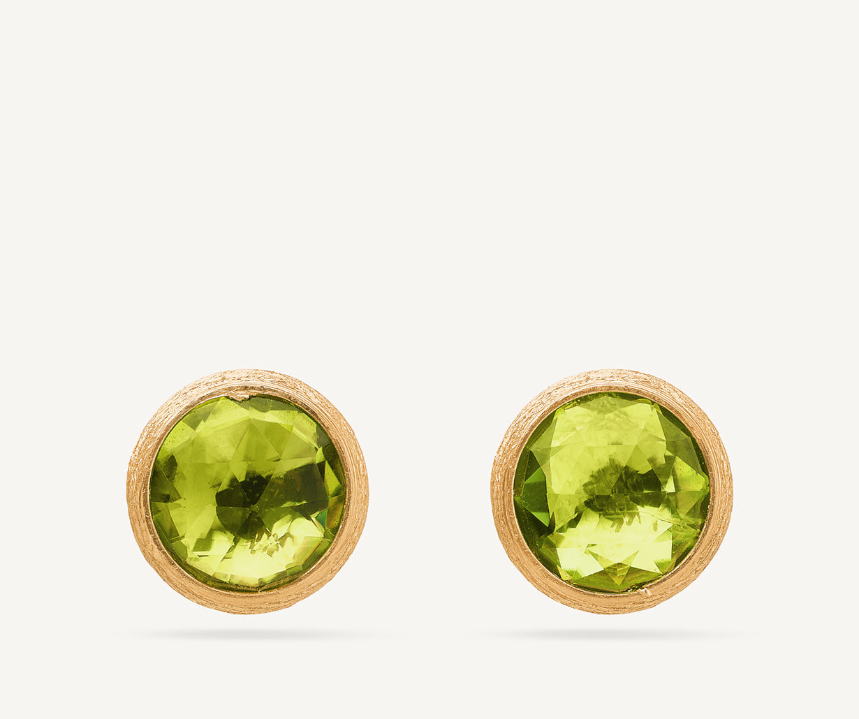 18kt yellow gold stud earrings with peridot, small model