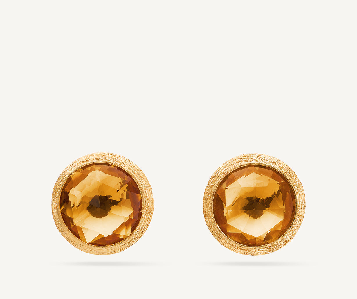 18kt yellow gold stud earrings with citine quartz, small