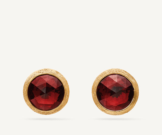 18kt yellow gold stud earrings with Red Garnet, small
