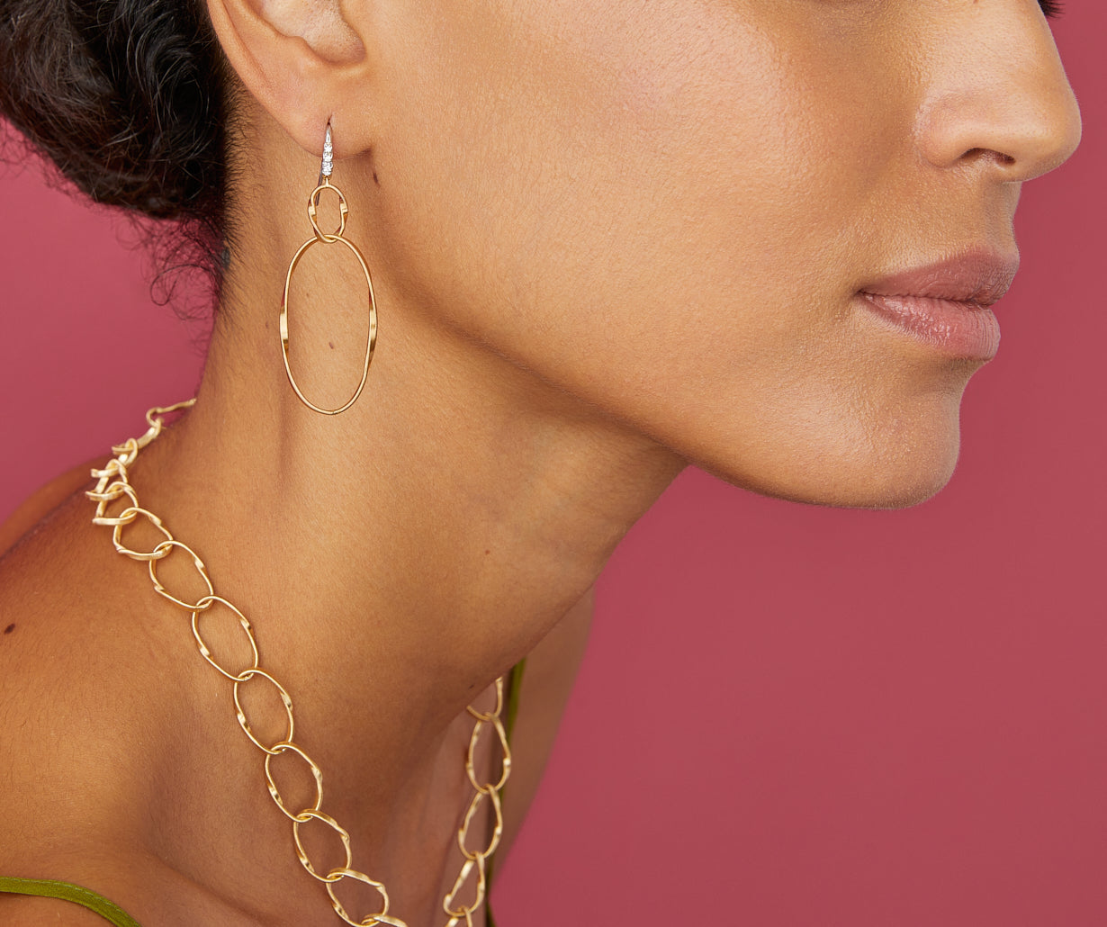 Diamond-studded drop earrings