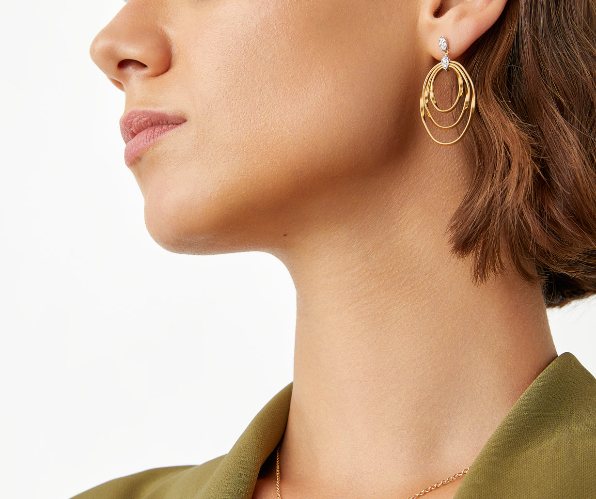 Chandelier earrings with ovals and diamonds