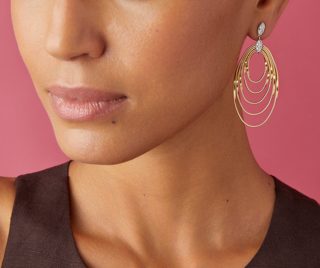 Gold and diamond chandelier earrings, large