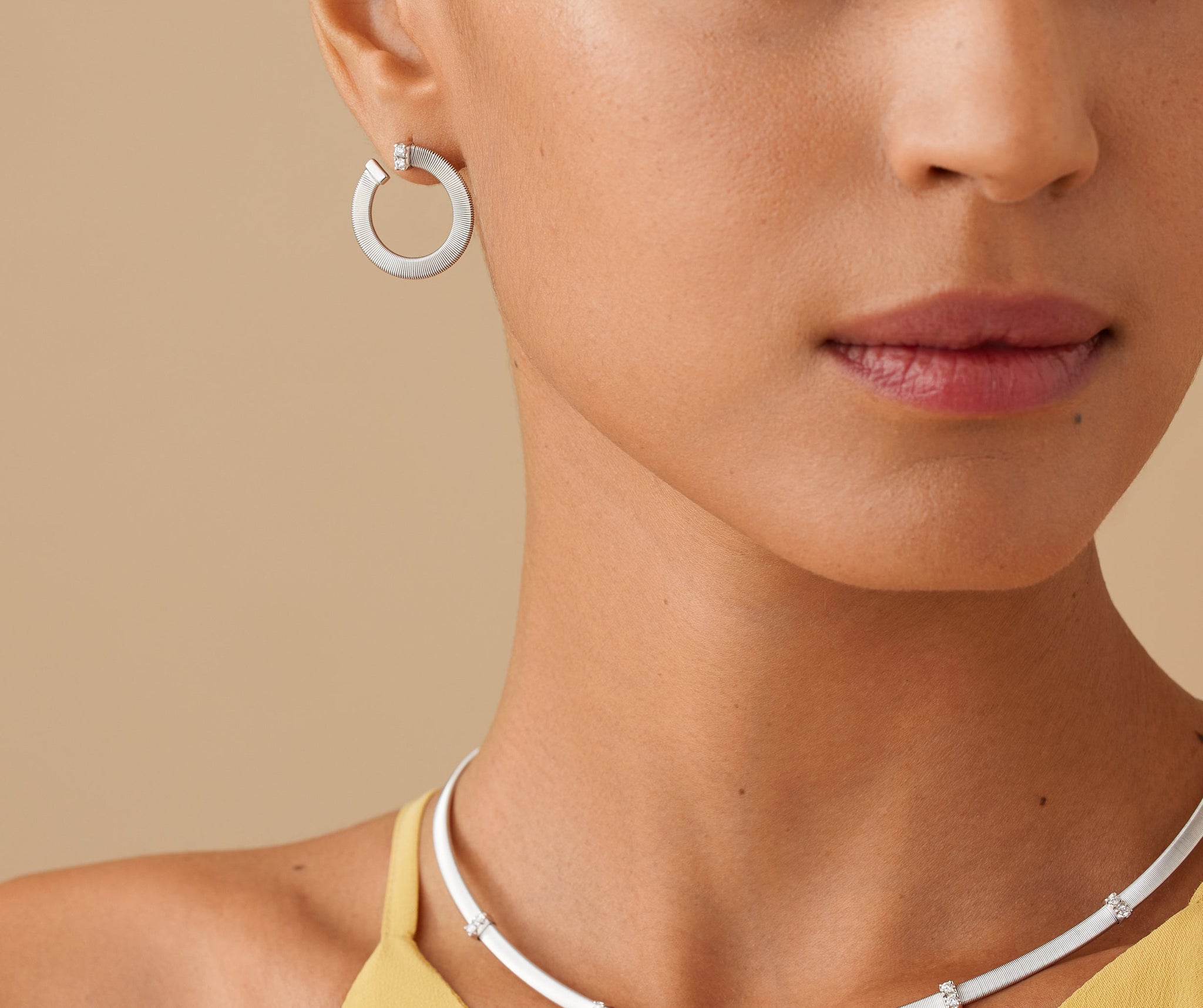 Gold hoop earrings with diamonds, small