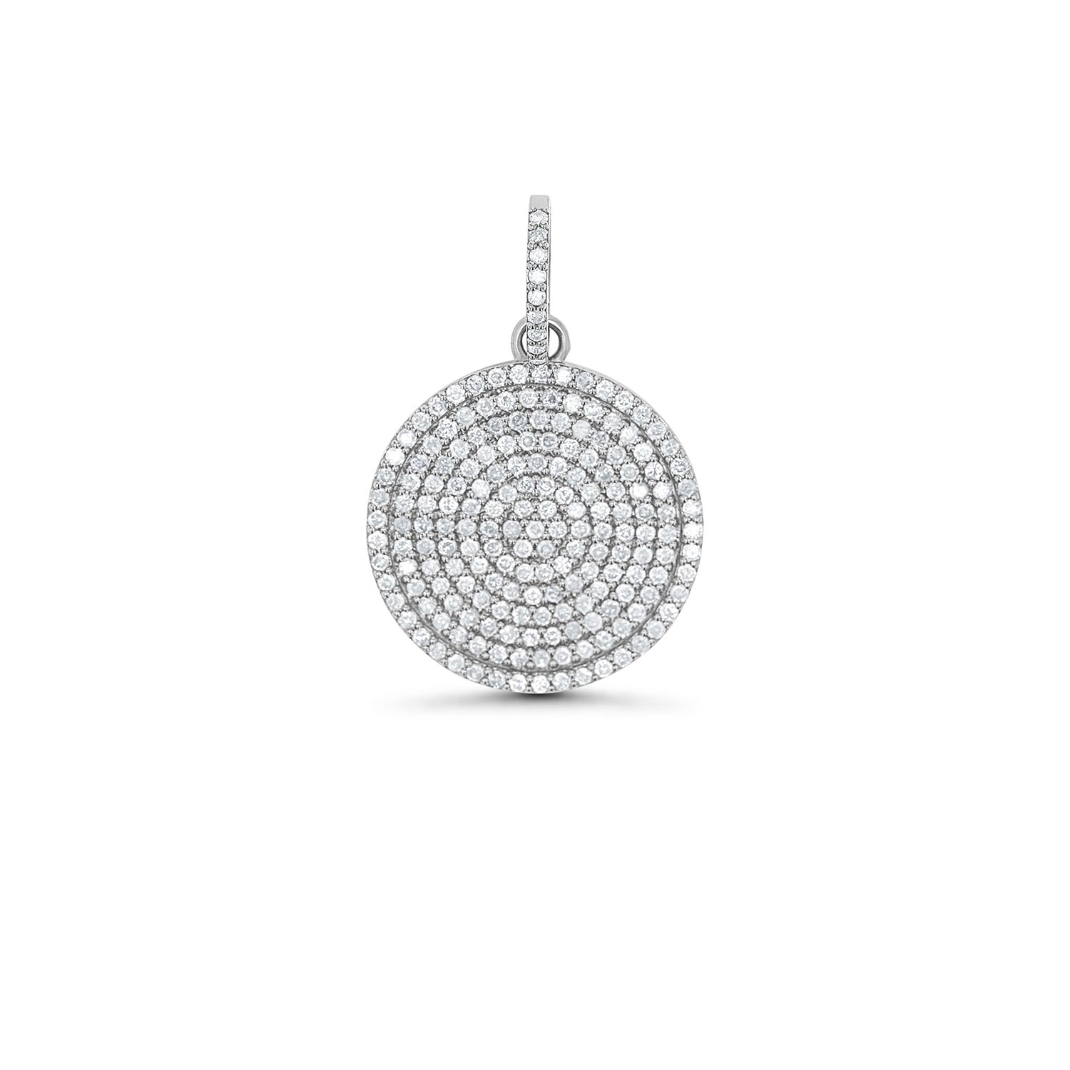 All Diamond Circle Medallion Pendant Only or on Cable Chain