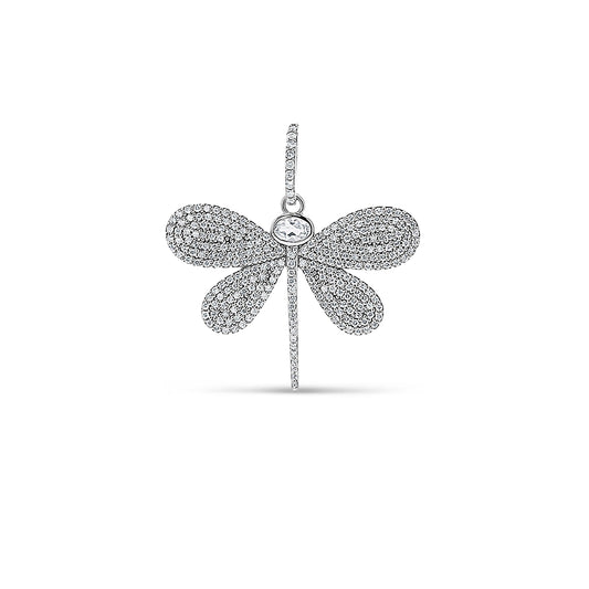 White Topaz and Diamond Dragonfly Pendant Only or on Cable Chain