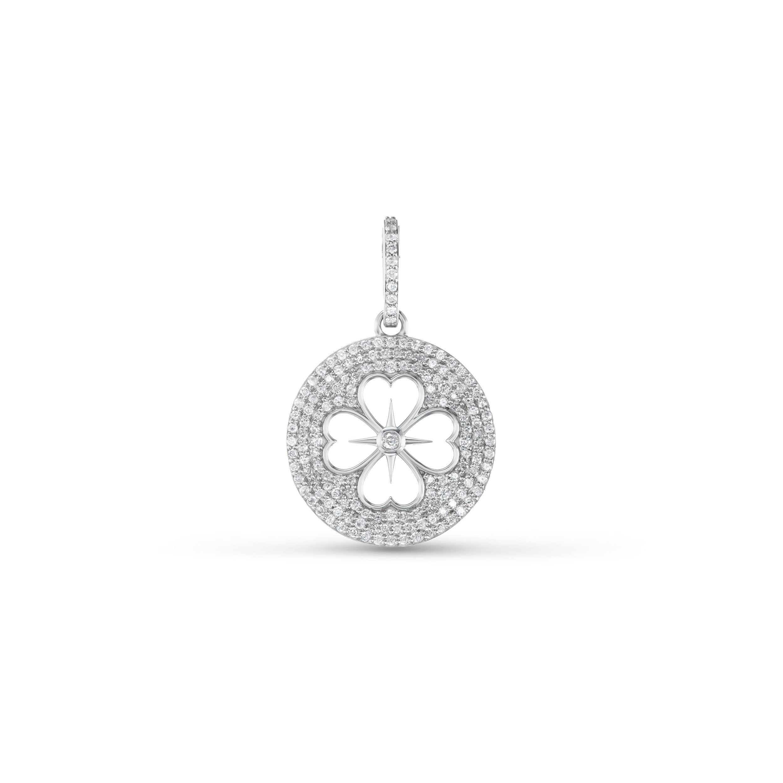Silver & Diamond Open Clover Pendant Only or on Forzentina Chain - 20"