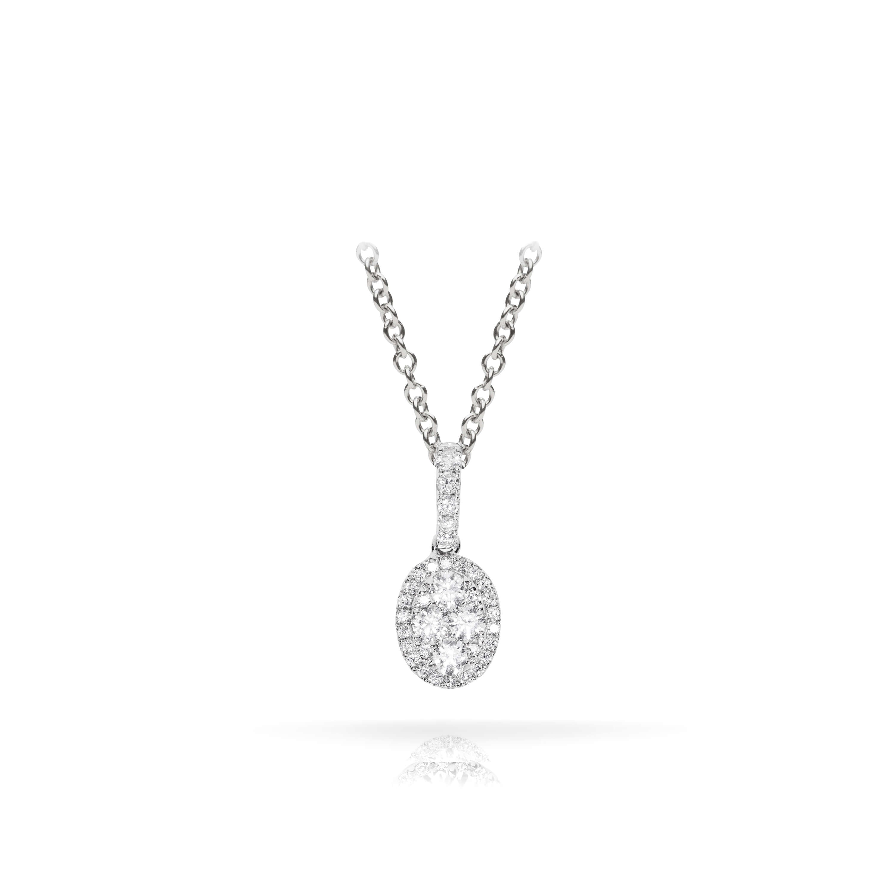 Connie Oval Diamond Cluster Pendant Necklace