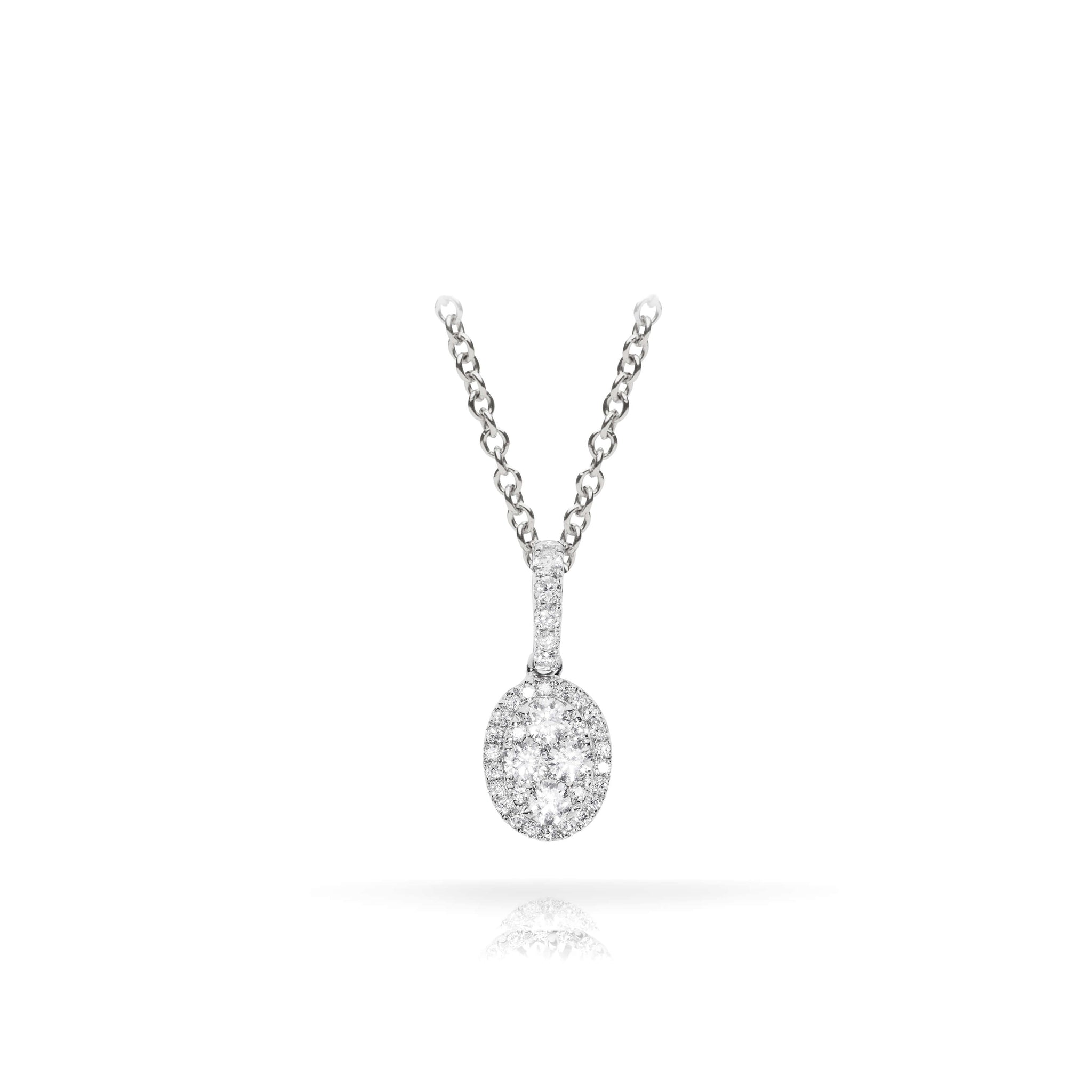 Connie Oval Diamond Cluster Pendant Necklace