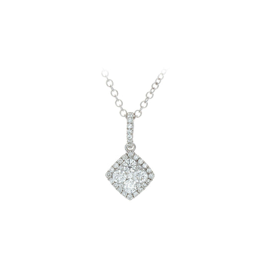 Jessica Square Diamond Cluster Pendant Necklace