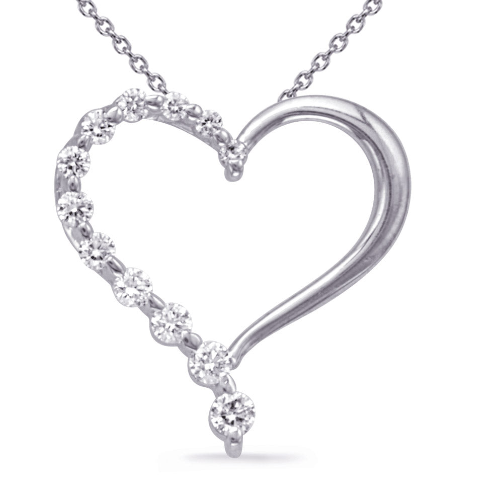 This Pendant is available in 14K White Gold. There are a total of 12 stones. There are Rounds with a total carat weight of 0.25 set in a  setting.