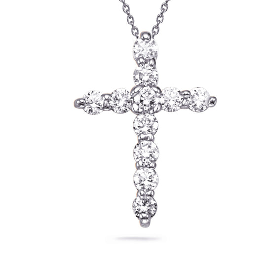 This Pendant is available in 14K White Gold. There are a total of 11 stones. There are Rounds with a total carat weight of 0.28 set in a Prong Set setting.
