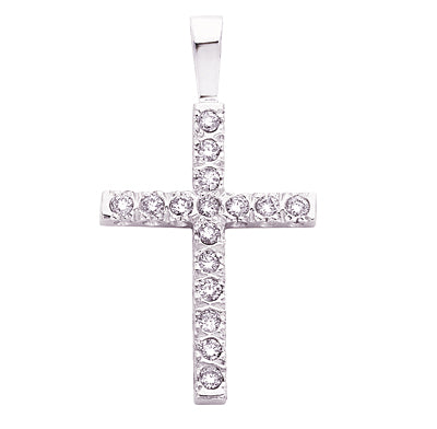 This Pendant is available in 14K White Gold. There are a total of 16 stones. There are Rounds with a total carat weight of 0.48 set in a  setting.
