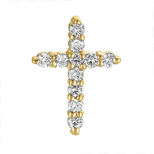 This Pendant is available in 14K Yellow Gold. There are a total of 11 stones. There are Rounds with a total carat weight of 0.28 set in a Micro Prong setting.